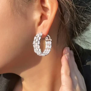 Luxury Triple-Circle Zircon Earrings