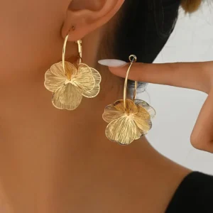 Double Hollow Gold Earrings